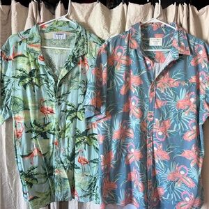 Old Navy Men's Tropical Print Shirts - Green and Blue